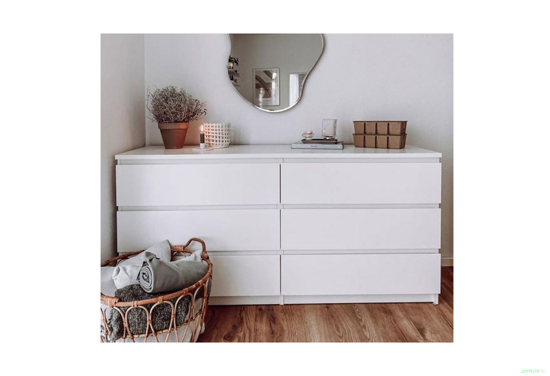 Комод MiroMark Agnes / Агнес з 6 шухлядами 135 см, білий - Зображення 2 Зображення 2 - Комод MiroMark Agnes / Агнес з 6 шухлядами 135 см, білий