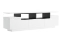 Тумба під ТВ Світ Меблів Мері з 2 дверцятами, шухлядою та полицями 180 см, Німфеа альба, чорний / білий глянець - Зображення 3 Зображення 3 - Тумба під ТВ Світ Меблів Мері з 2 дверцятами, шухлядою та полицями 180 см, Німфеа альба, чорний / білий глянець
