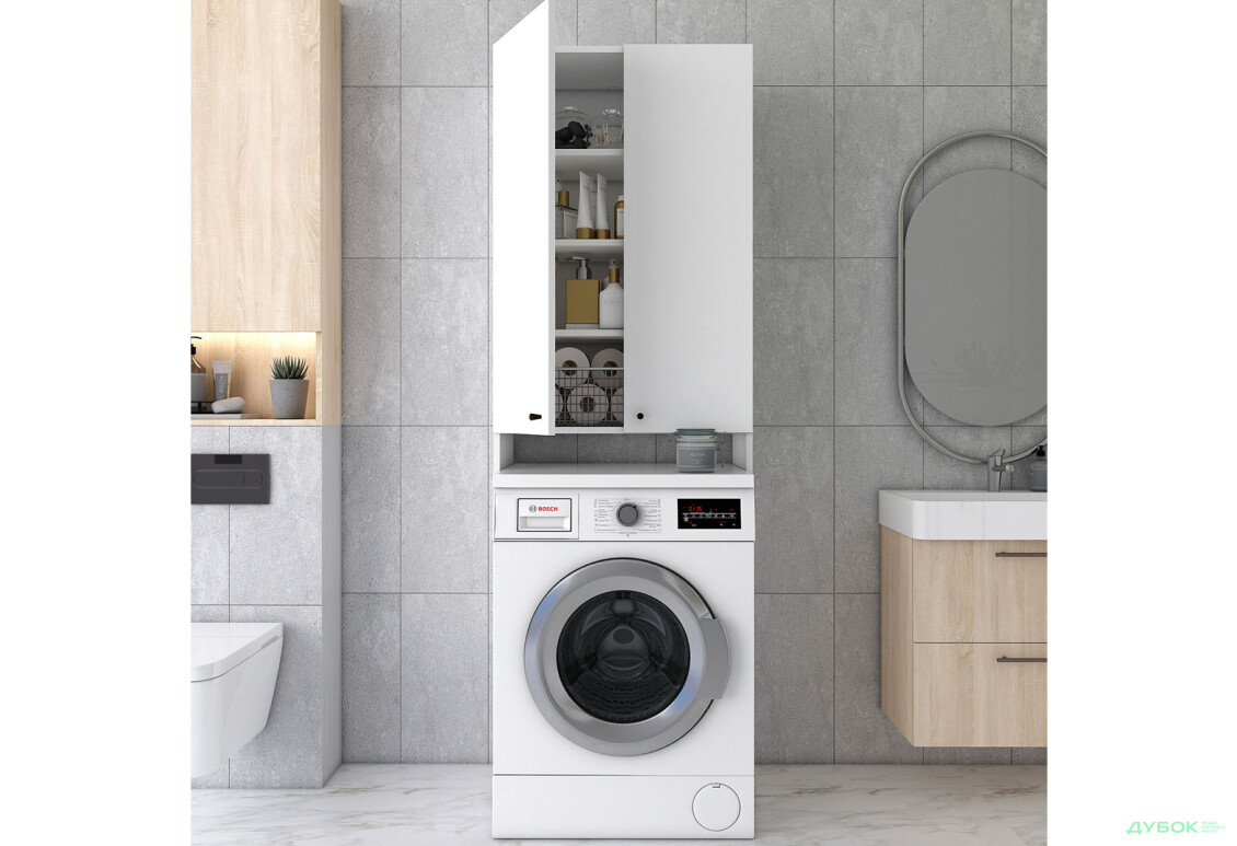 Зображення 4 - Шафка для пральної машини Doros Лола ДСП з 2 дверцятами 64 см, Білий