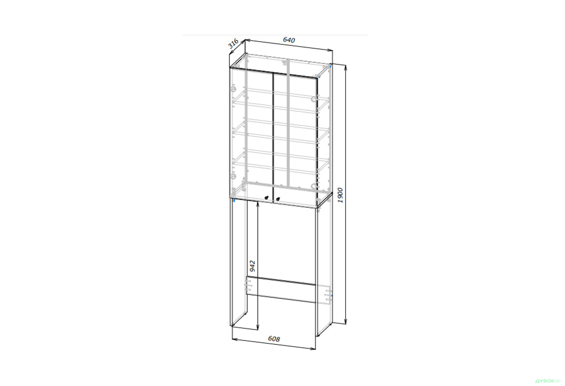 Зображення 8 - Шафка для пральної машини Doros Лола ДСП з 2 дверцятами 64 см, Білий