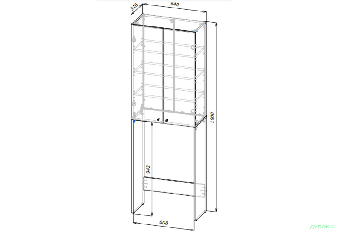 Зображення 8 - Шафка для пральної машини Doros Лола ДСП з 2 дверцятами 64 см, Білий