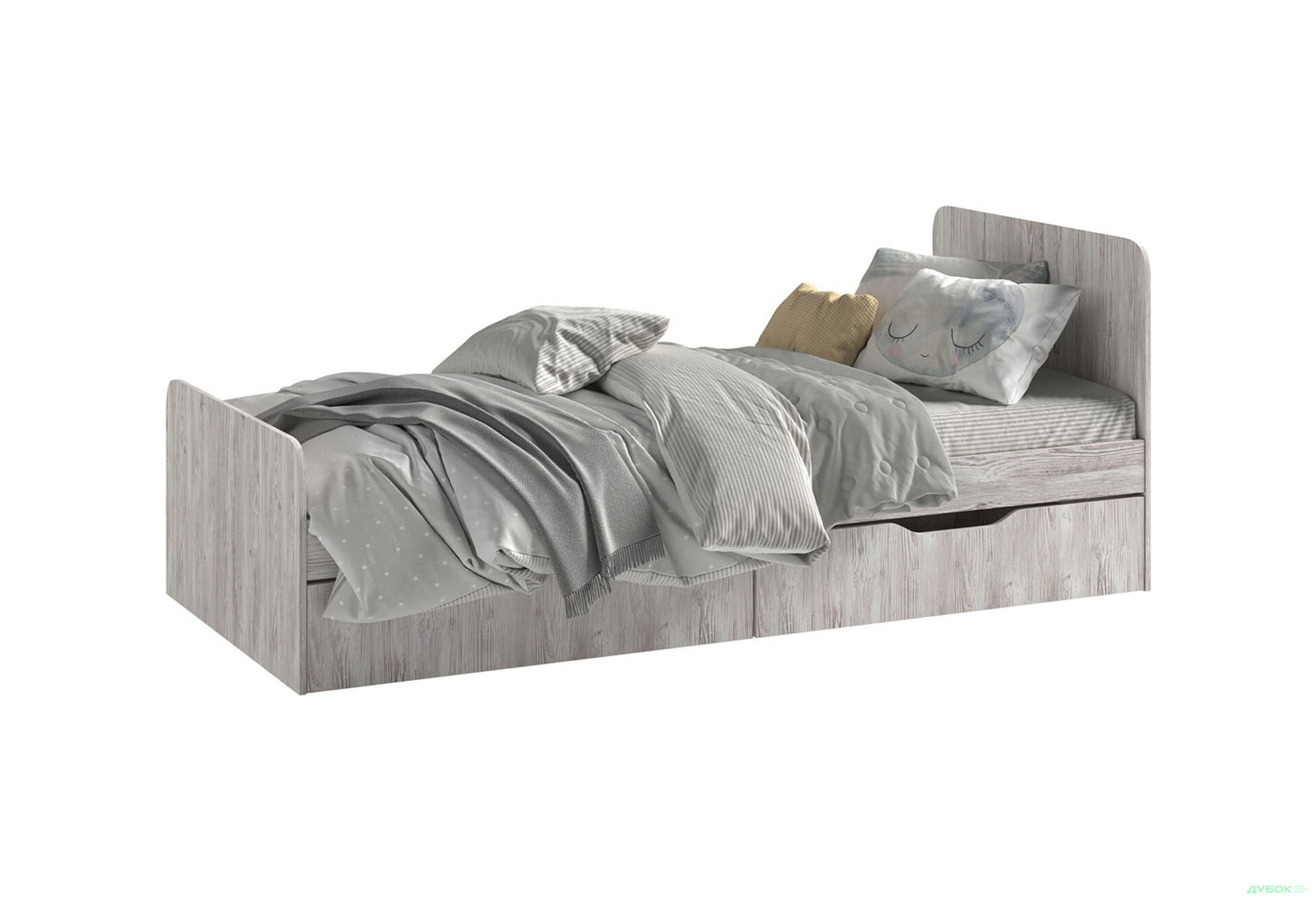 Зображення 2 - Ліжко Світ Меблів Локі 90х200 см з каркасом СМ та з шухлядами, Артвуд світлий