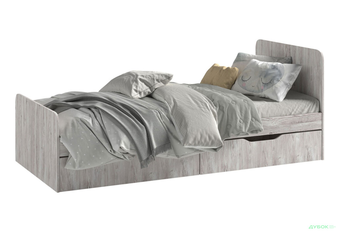 Зображення 2 - Ліжко Світ Меблів Локі 90х200 см з каркасом СМ та з шухлядами, Артвуд світлий