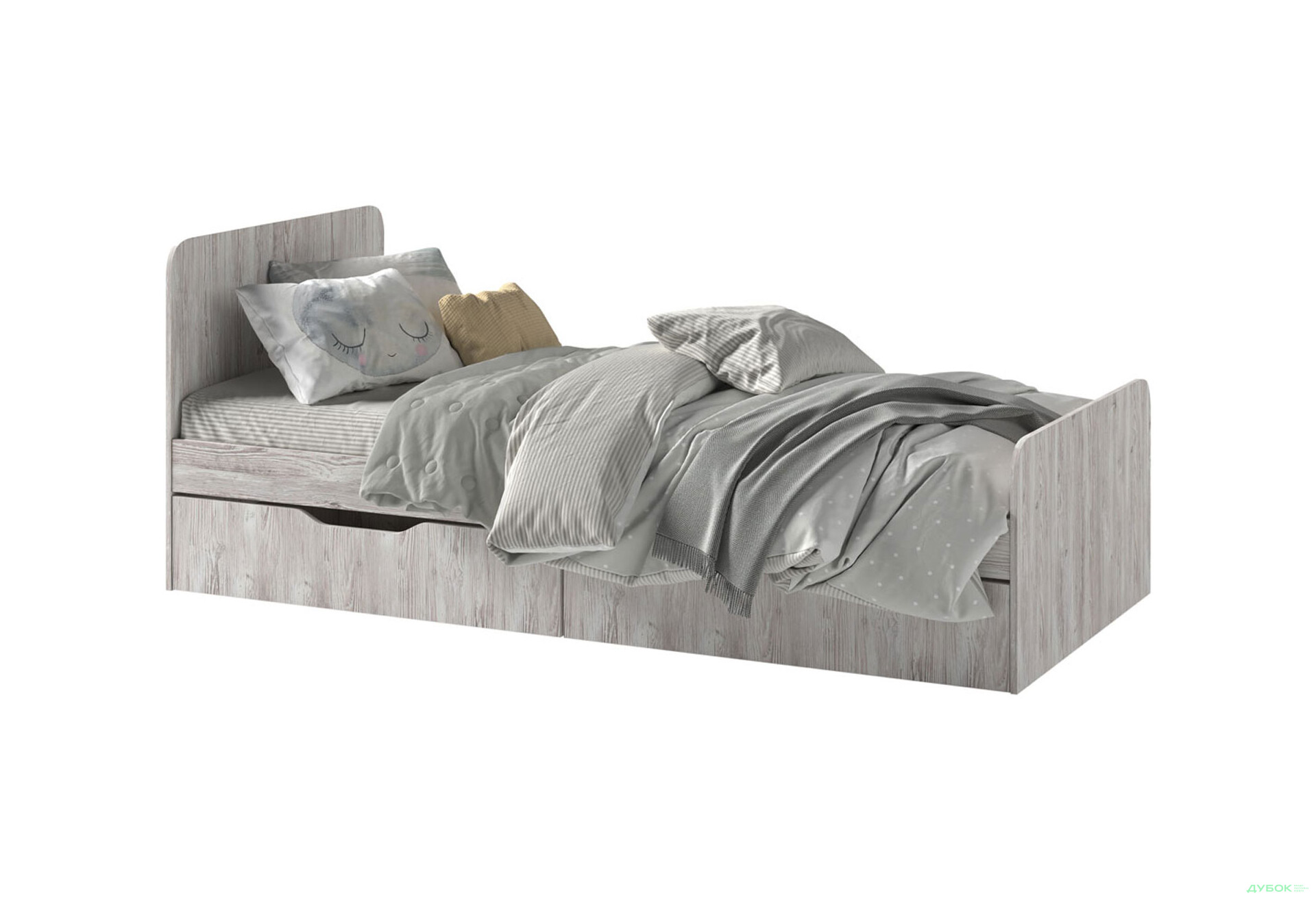 Зображення 1 - Ліжко Світ Меблів Локі 90х200 см з каркасом СМ та з шухлядами, Артвуд світлий