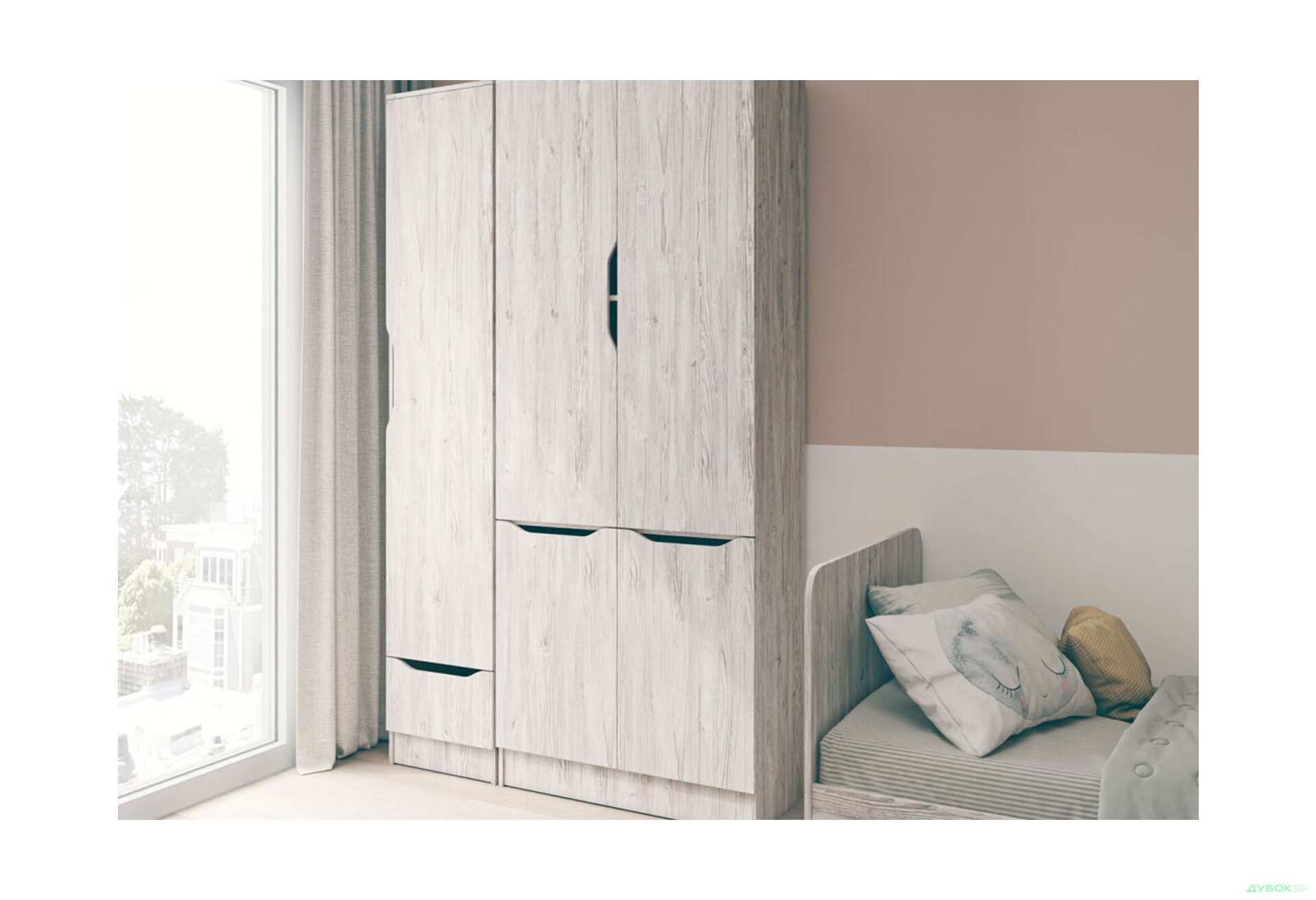 Шкаф Svit Mebliv Локи 1-дверный с ящиком 40 см, Артвуд светлый - Изображение 2 Изображение 2 - Шкаф Svit Mebliv Локи 1-дверный с ящиком 40 см, Артвуд светлый