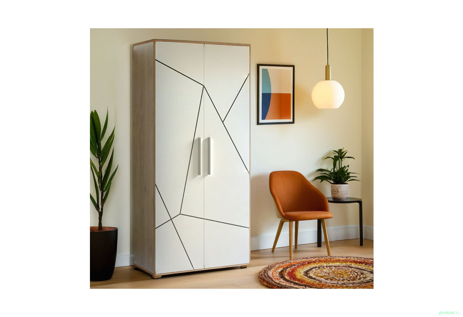 Шафа Світ Меблів Тоні 2-дверна 100 см, Дуб артизан / німфеа альба - Зображення 2 Зображення 2 - Шафа Світ Меблів Тоні 2-дверна 100 см, Дуб артизан / німфеа альба