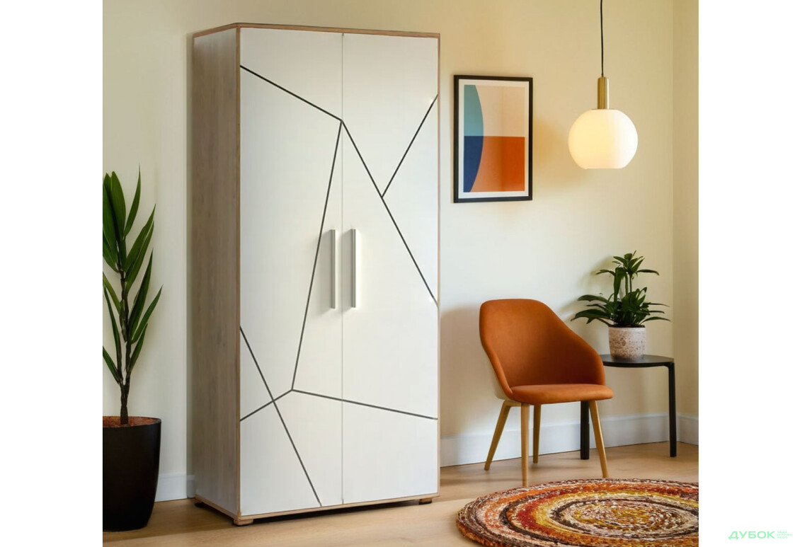 Шафа Світ Меблів Тоні 2-дверна 100 см, Дуб артизан / німфеа альба - Зображення 2 Зображення 2 - Шафа Світ Меблів Тоні 2-дверна 100 см, Дуб артизан / німфеа альба