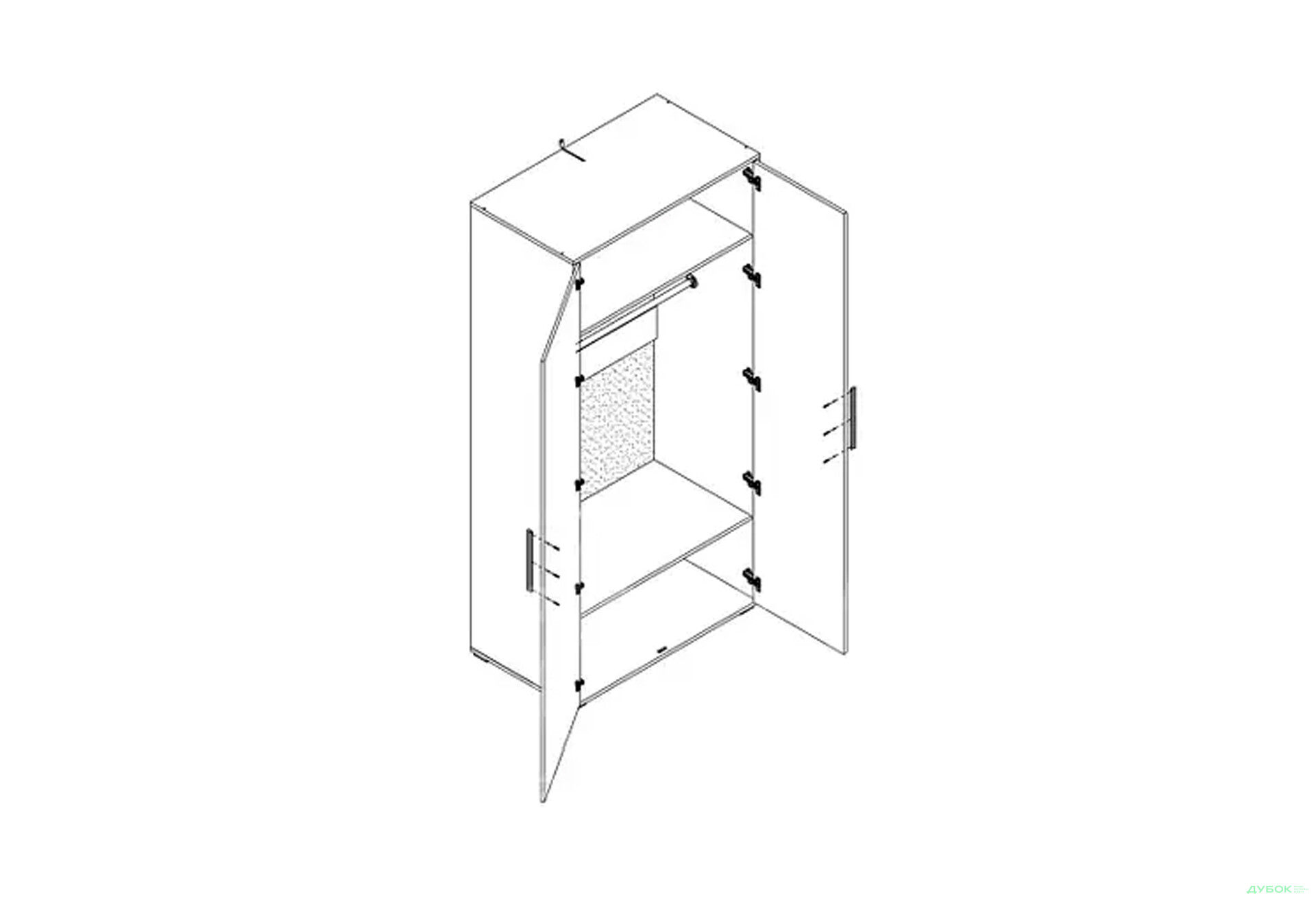 Шафа Світ Меблів Тоні 2-дверна 100 см, Дуб артизан / німфеа альба - Зображення 3 Зображення 3 - Шафа Світ Меблів Тоні 2-дверна 100 см, Дуб артизан / німфеа альба