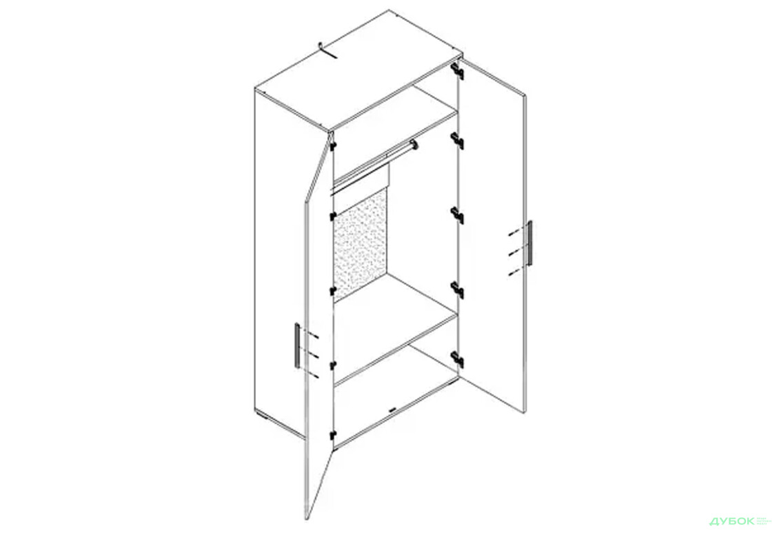 Шафа Світ Меблів Тоні 2-дверна 100 см, Дуб артизан / німфеа альба - Зображення 3 Зображення 3 - Шафа Світ Меблів Тоні 2-дверна 100 см, Дуб артизан / німфеа альба