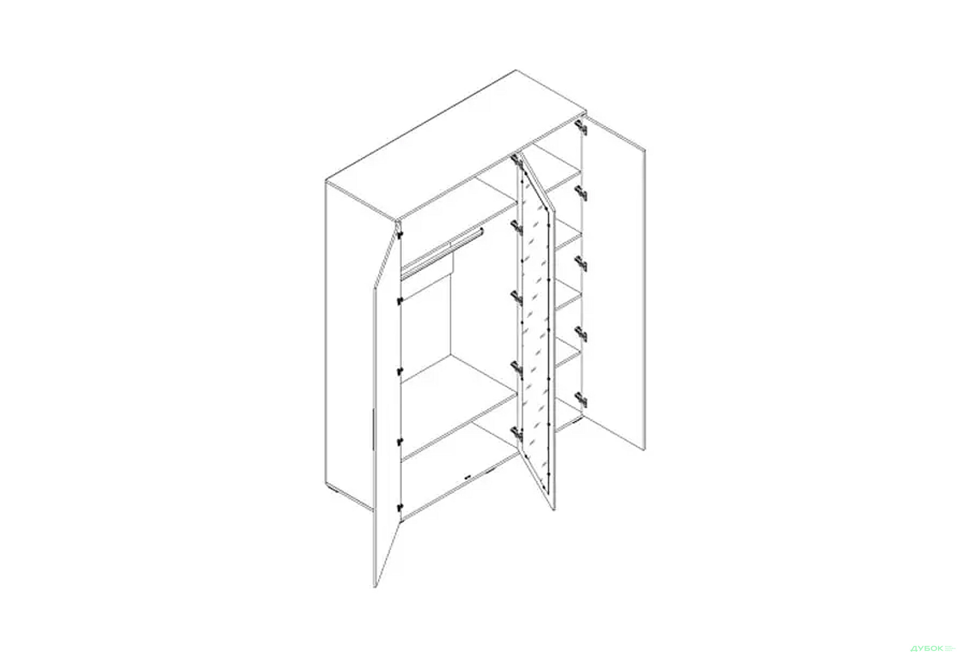 Шафа Світ Меблів Тоні 3-дверна 150 см, Дуб артизан / німфеа альба - Зображення 3 Зображення 3 - Шафа Світ Меблів Тоні 3-дверна 150 см, Дуб артизан / німфеа альба