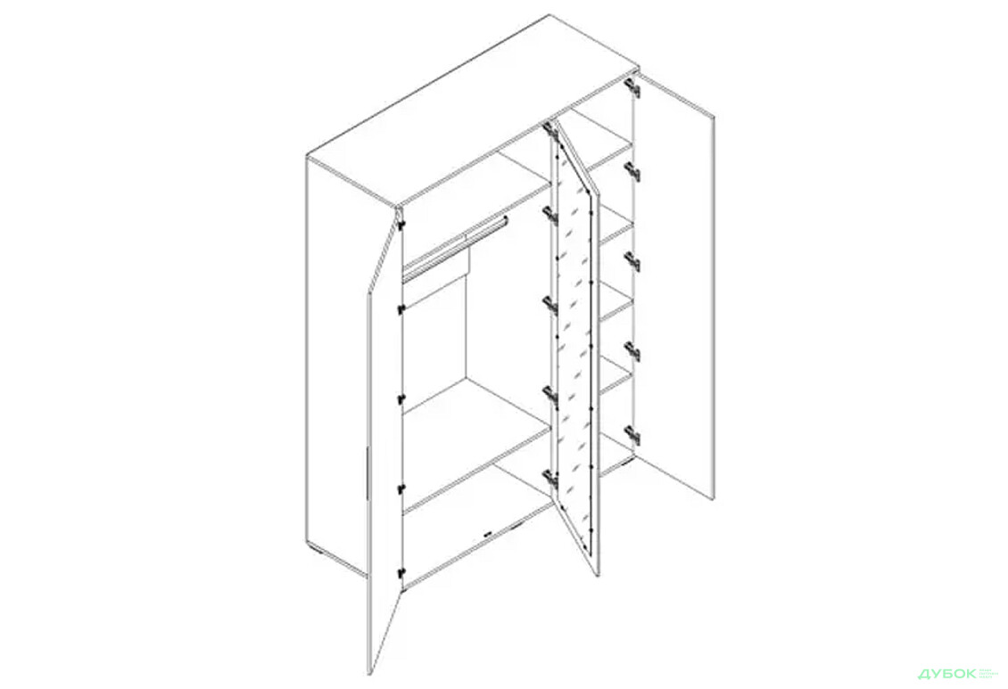 Шафа Світ Меблів Тоні 3-дверна 150 см, Дуб артизан / німфеа альба - Зображення 3 Зображення 3 - Шафа Світ Меблів Тоні 3-дверна 150 см, Дуб артизан / німфеа альба