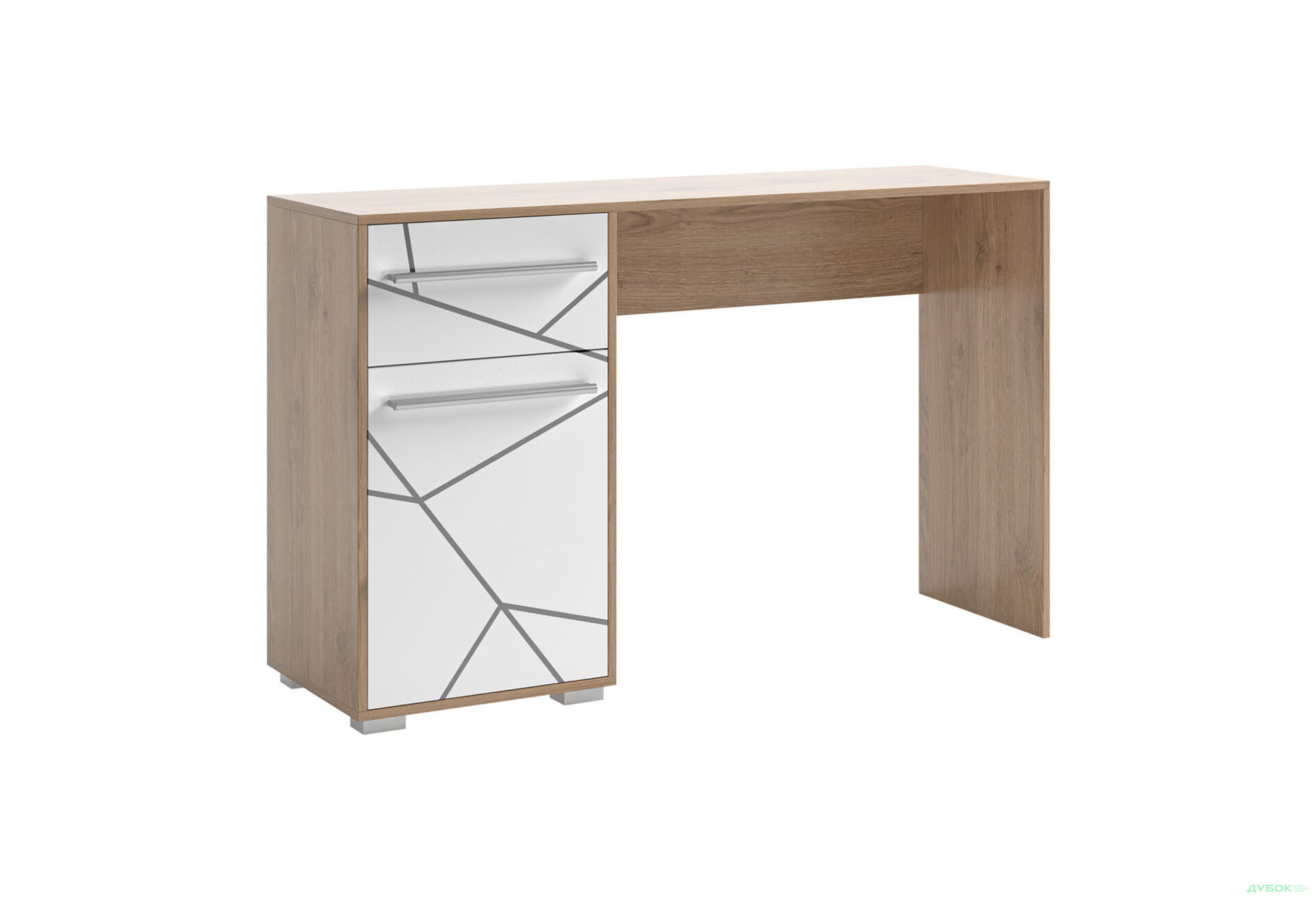 Стол письменный Svit Mebliv Тони 128x60 см с тумбой и ящиком, Дуб артизан / нимфеа альба - Изображение 1 Изображение 1 - Стол письменный Svit Mebliv Тони 128x60 см с тумбой и ящиком, Дуб артизан / нимфеа альба