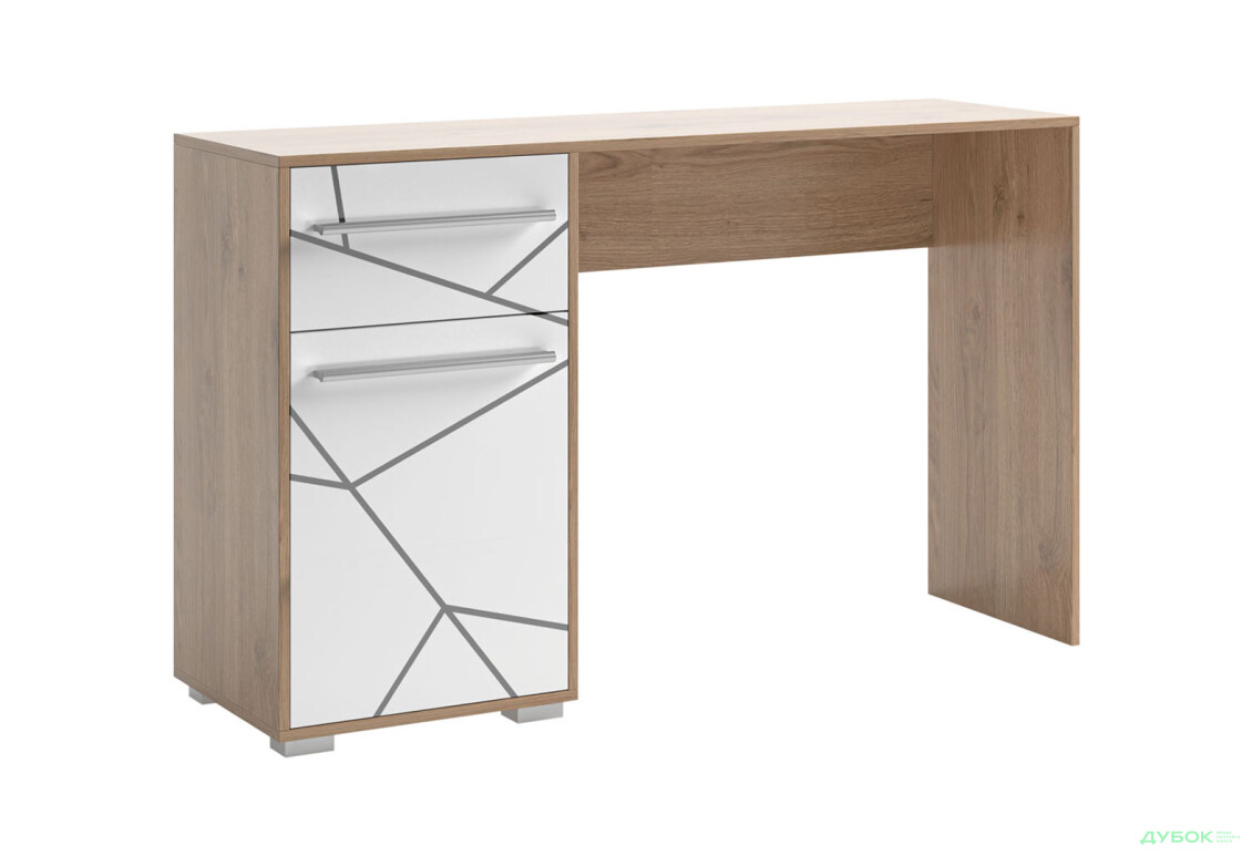 Стол письменный Svit Mebliv Тони 128x60 см с тумбой и ящиком, Дуб артизан / нимфеа альба - Изображение 1 Изображение 1 - Стол письменный Svit Mebliv Тони 128x60 см с тумбой и ящиком, Дуб артизан / нимфеа альба