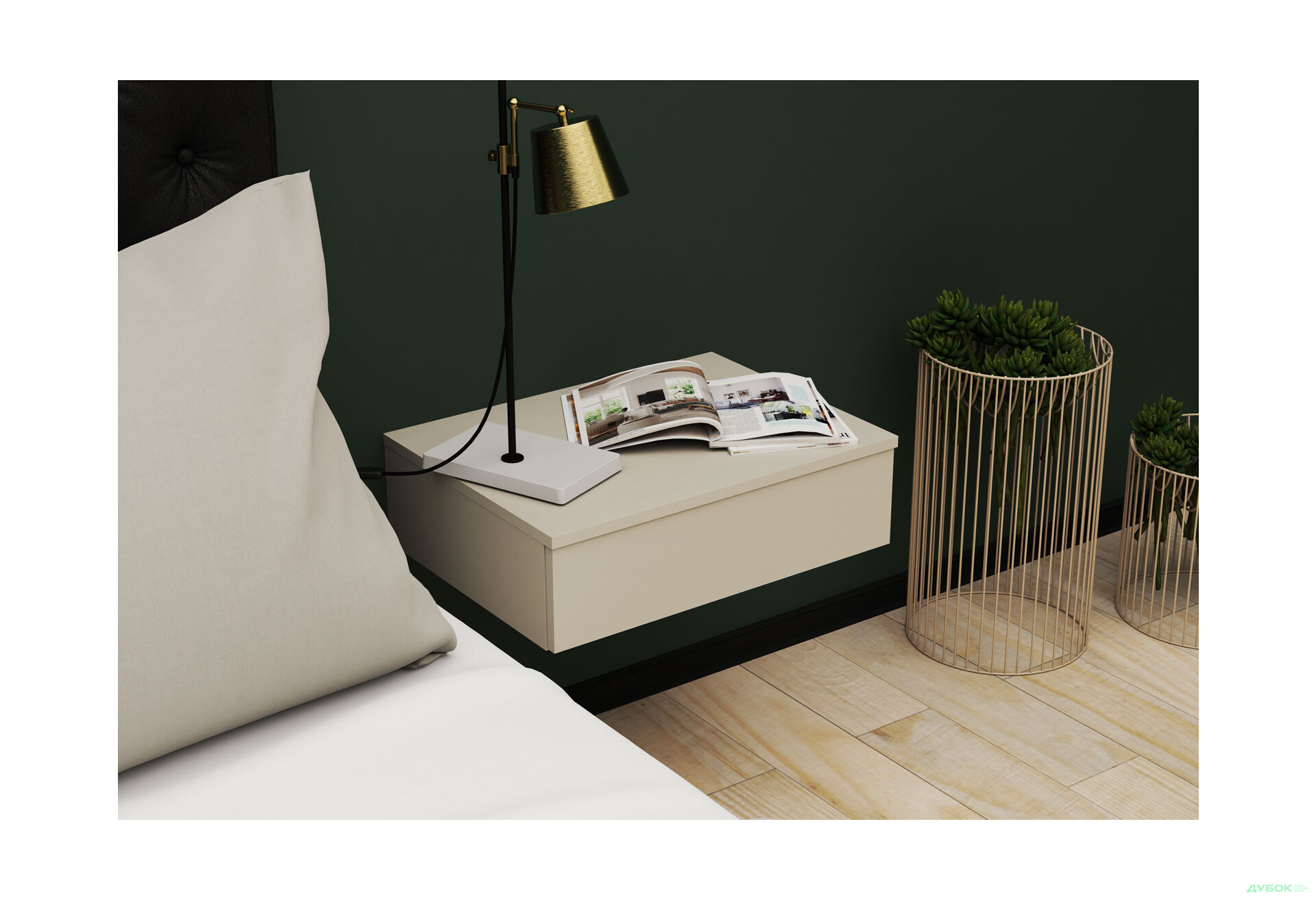 Тумба приліжкова навісна Світ Меблів Тая з шухлядою 55 см, Сатин - Зображення 2 Зображення 2 - Тумба приліжкова навісна Світ Меблів Тая з шухлядою 55 см, Сатин