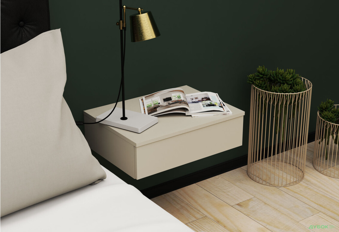 Тумба приліжкова навісна Світ Меблів Тая з шухлядою 55 см, Сатин - Зображення 2 Зображення 2 - Тумба приліжкова навісна Світ Меблів Тая з шухлядою 55 см, Сатин