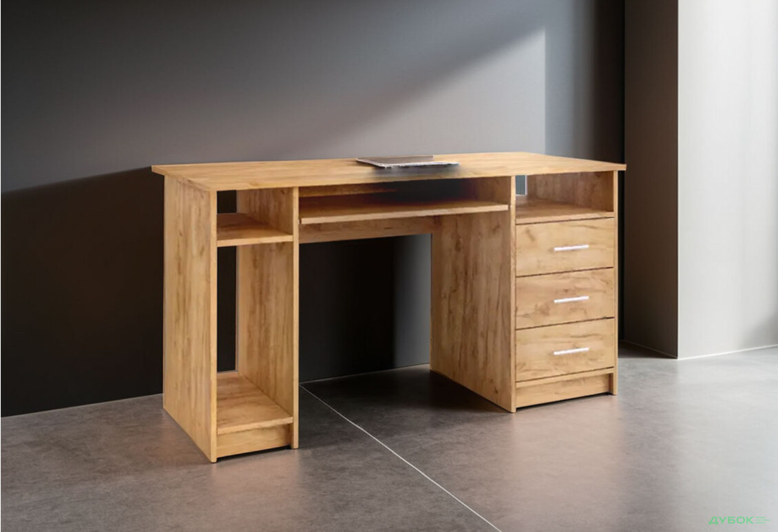 Стіл комп'ютерний Garant 2 140x60 см з шухлядами, полицями і нішею дуб крафт золотий - Зображення 3 Зображення 3 - Стіл комп'ютерний Garant 2 140x60 см з шухлядами, полицями і нішею дуб крафт золотий