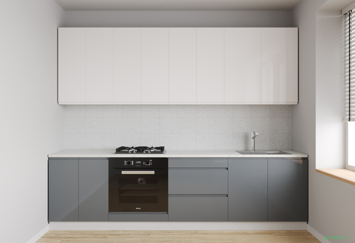 Кухня VIP-master Інтерно Люкс / Interno Luxe 260 см, молочний глянець / сірий глянець - Зображення 2 Зображення 2 - Кухня VIP-master Інтерно Люкс / Interno Luxe 260 см, молочний глянець / сірий глянець