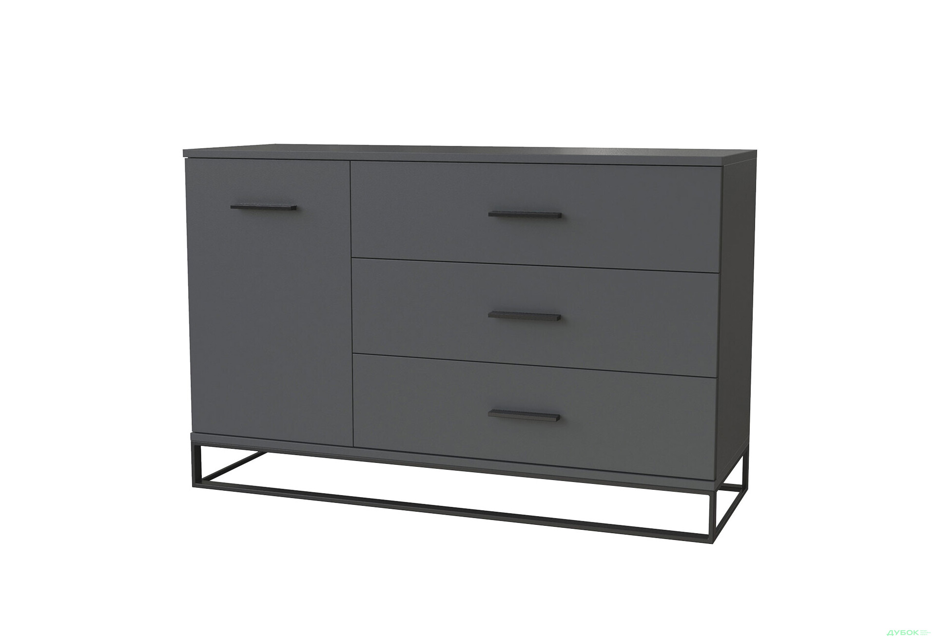 Комод Art In Head Аскет 1-дверний з 3 шухлядами 120 см графіт сірий - Зображення 1 Зображення 1 - Комод Art In Head Аскет 1-дверний з 3 шухлядами 120 см графіт сірий
