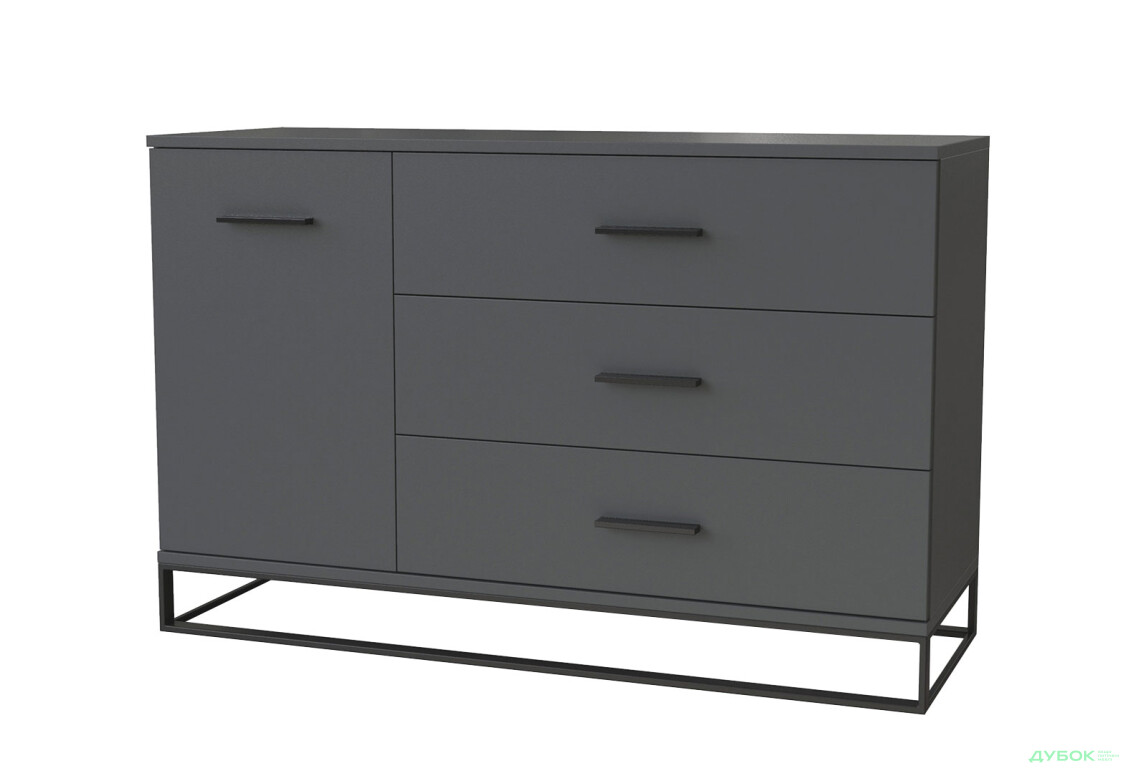 Комод Art In Head Аскет 1-дверний з 3 шухлядами 120 см графіт сірий - Зображення 1 Зображення 1 - Комод Art In Head Аскет 1-дверний з 3 шухлядами 120 см графіт сірий