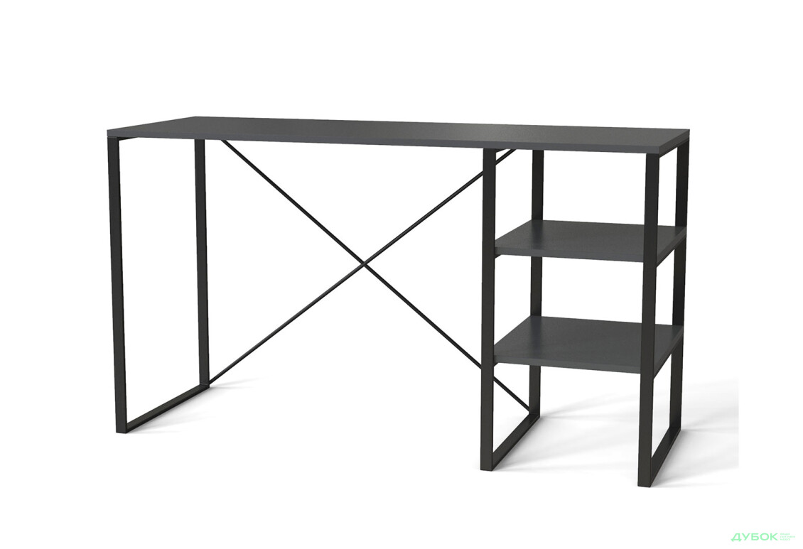 Стол письменный Art In Head Аскэт 140x50 см с полками графит серый - Изображение 1 Изображение 1 - Стол письменный Art In Head Аскэт 140x50 см с полками графит серый