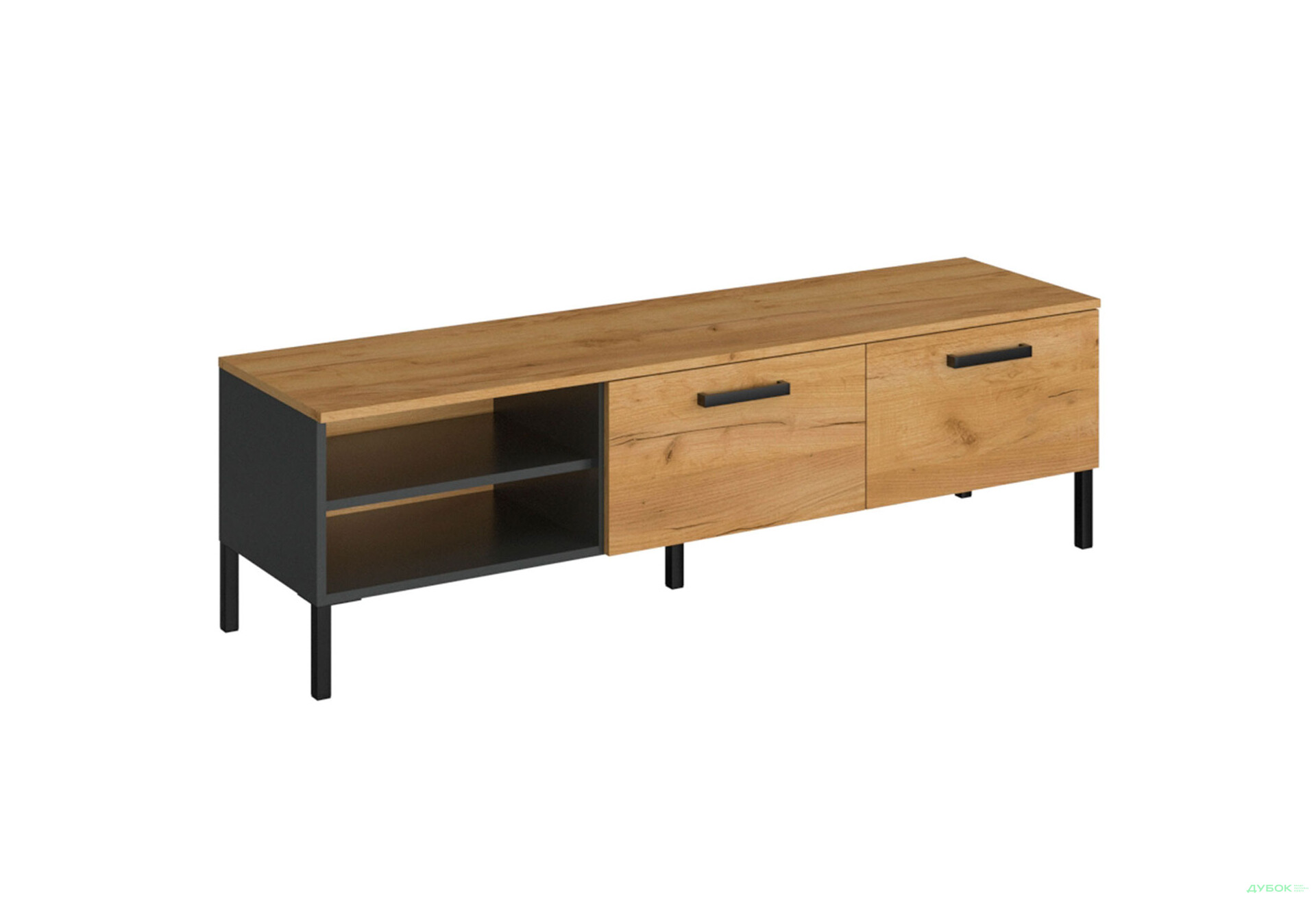 Тумба под ТВ VMV holding Сантес / Santes с 2 дверцами и полками 155 см дуб крафт золотой / антрацит - Изображение 3 Изображение 3 - Тумба под ТВ VMV holding Сантес / Santes с 2 дверцами и полками 155 см дуб крафт золотой / антрацит