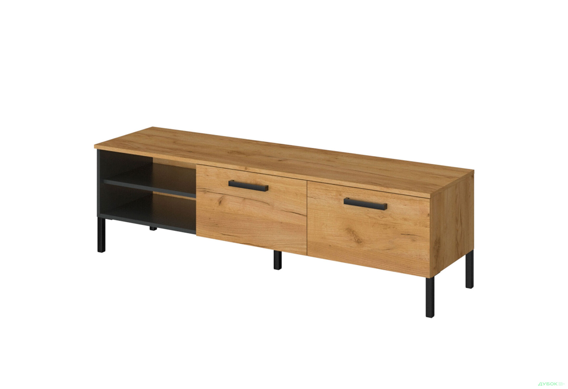 Тумба под ТВ VMV holding Сантес / Santes с 2 дверцами и полками 155 см дуб крафт золотой / антрацит - Изображение 1 Изображение 1 - Тумба под ТВ VMV holding Сантес / Santes с 2 дверцами и полками 155 см дуб крафт золотой / антрацит