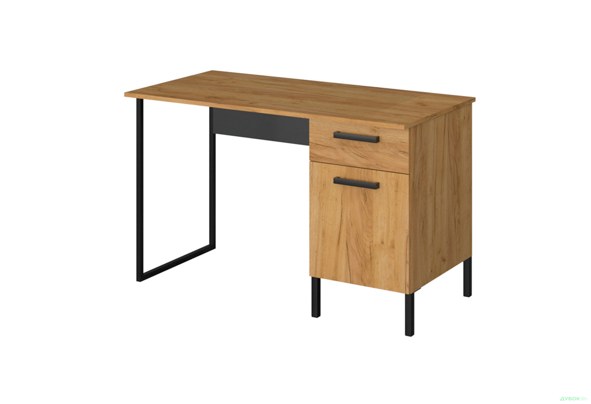 Стол письменный ВМВ Холдинг Сантес 120x60 см с тумбой и ящиком дуб крафт золотой / антрацит - Изображение 1 Изображение 1 - Стол письменный ВМВ Холдинг Сантес 120x60 см с тумбой и ящиком дуб крафт золотой / антрацит