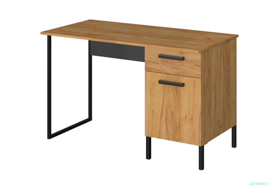 Стол письменный ВМВ Холдинг Сантес 120x60 см с тумбой и ящиком дуб крафт золотой / антрацит - Изображение 1 Изображение 1 - Стол письменный ВМВ Холдинг Сантес 120x60 см с тумбой и ящиком дуб крафт золотой / антрацит
