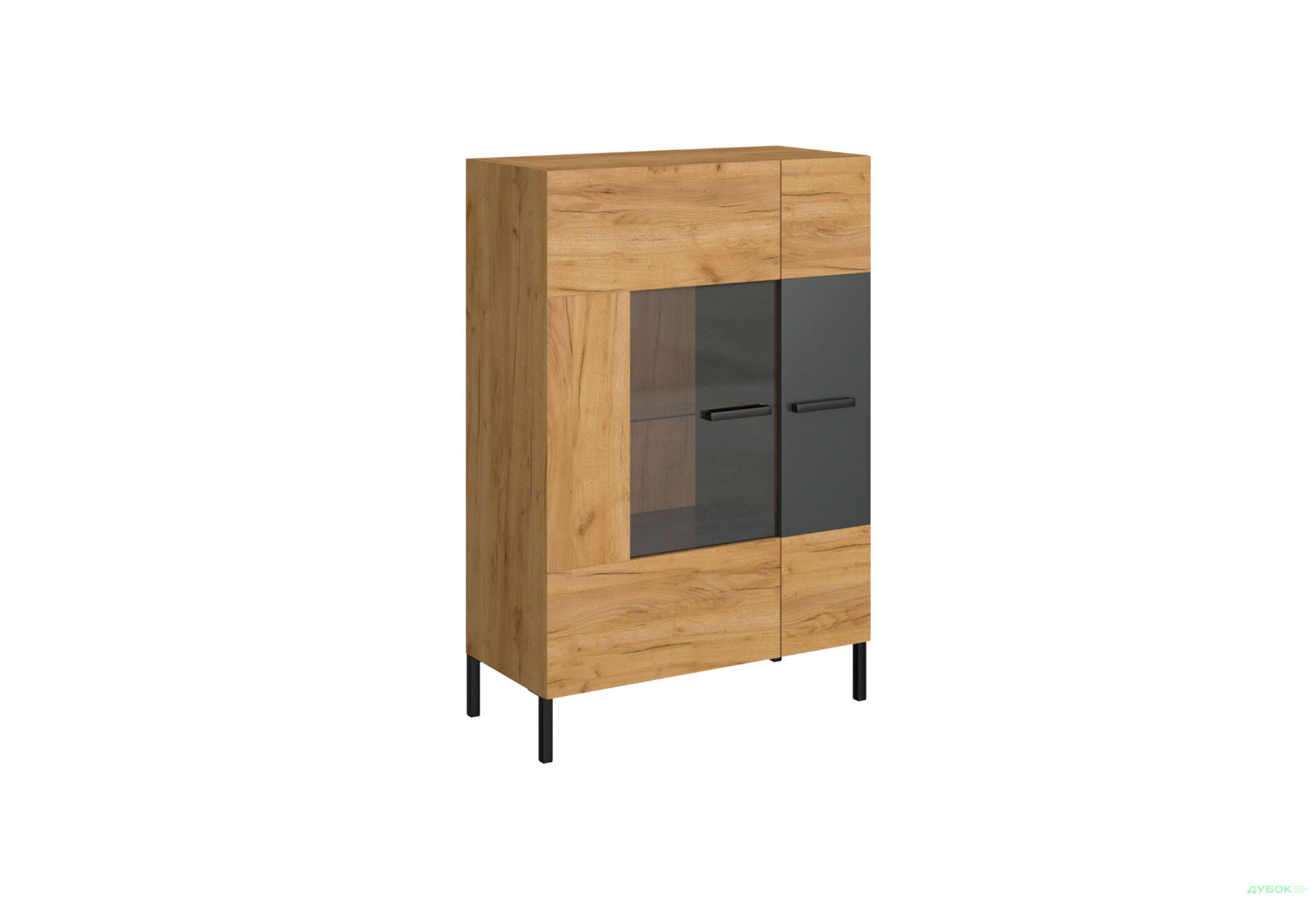 Шафа-вітрина низька VMV holding Сантес 90 см дуб крафт золотий / антрацит - Зображення 2 Зображення 2 - Шафа-вітрина низька VMV holding Сантес 90 см дуб крафт золотий / антрацит