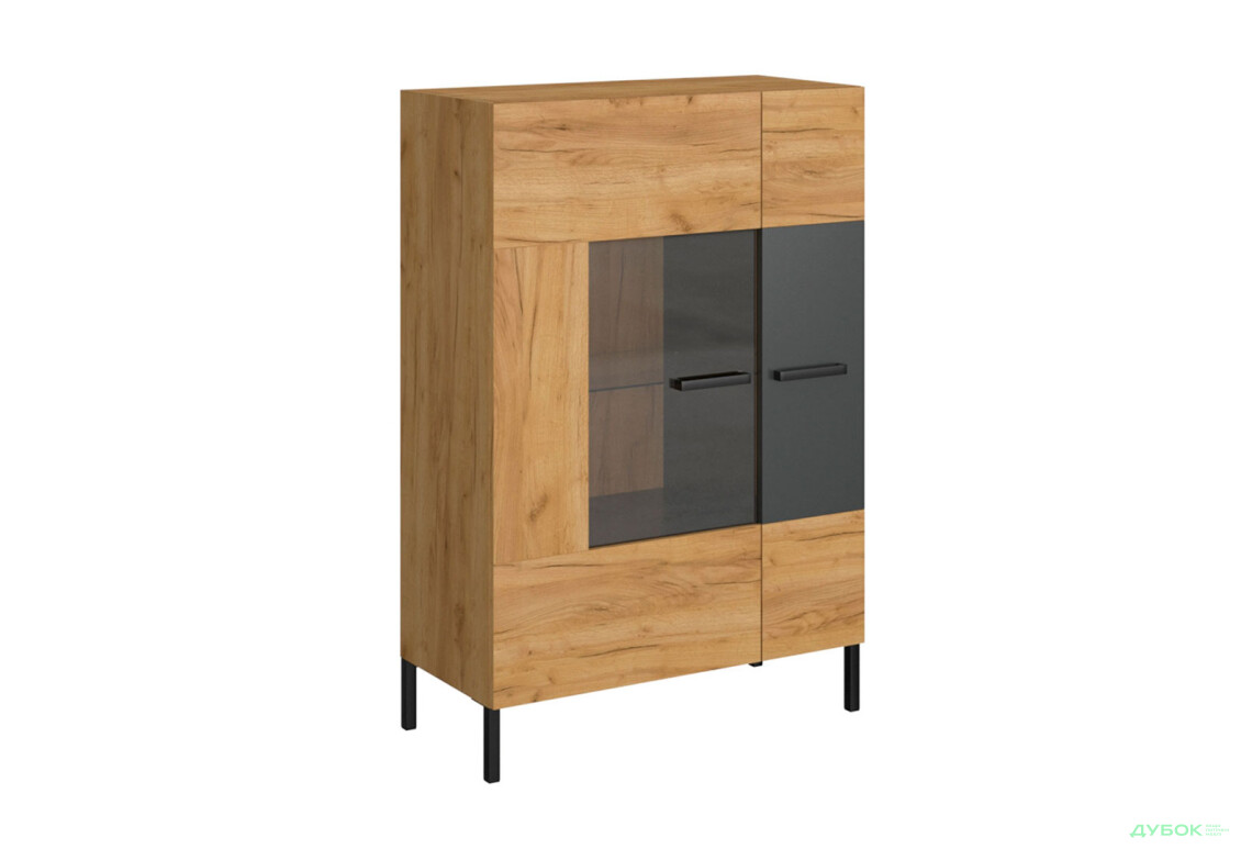 Шафа-вітрина низька VMV holding Сантес 90 см дуб крафт золотий / антрацит - Зображення 2 Зображення 2 - Шафа-вітрина низька VMV holding Сантес 90 см дуб крафт золотий / антрацит