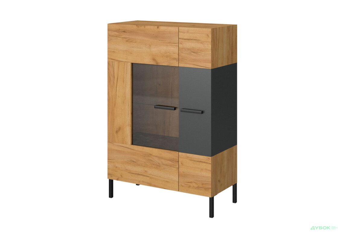 Шафа-вітрина низька VMV holding Сантес 90 см дуб крафт золотий / антрацит - Зображення 1 Зображення 1 - Шафа-вітрина низька VMV holding Сантес 90 см дуб крафт золотий / антрацит