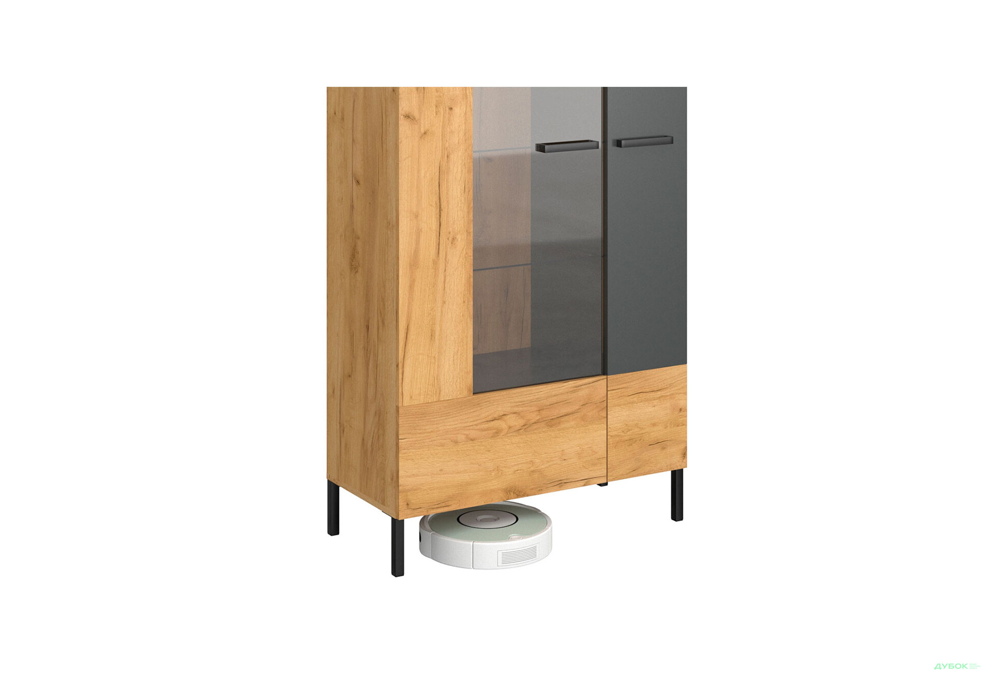 Шафа-вітрина висока VMV holding Сантес 90 см дуб крафт золотий / антрацит - Зображення 3 Зображення 3 - Шафа-вітрина висока VMV holding Сантес 90 см дуб крафт золотий / антрацит