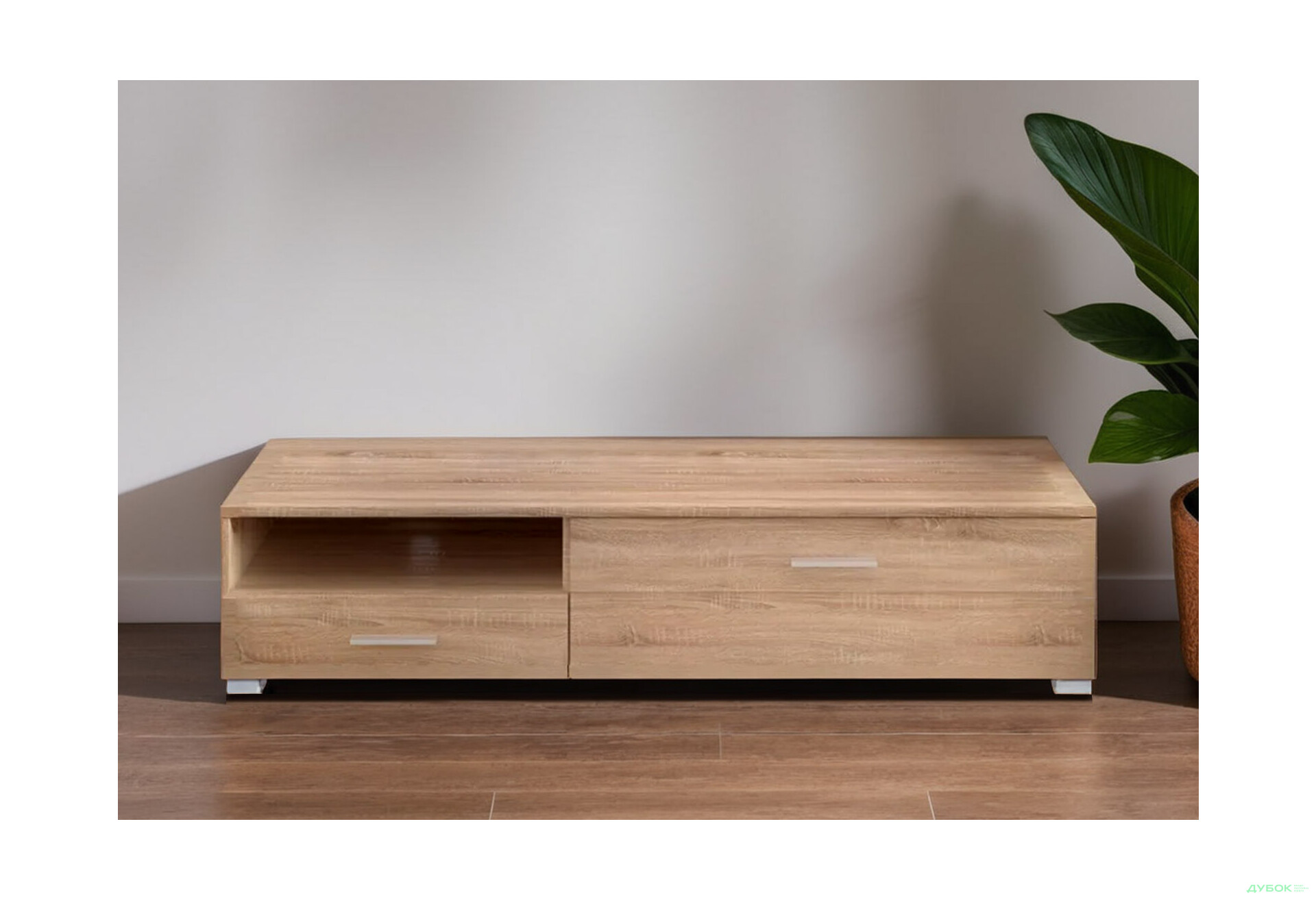 Тумба під ТВ Гербор Вушер права з дверкою, шухлядою та полицею 150 см дуб сонома / чорний лак - Зображення 2 Зображення 2 - Тумба під ТВ Гербор Вушер права з дверкою, шухлядою та полицею 150 см дуб сонома / чорний лак