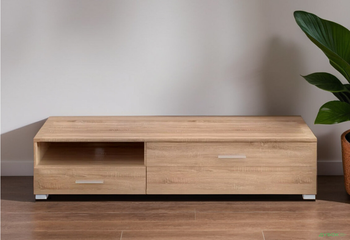 Тумба під ТВ Гербор Вушер права з дверкою, шухлядою та полицею 150 см дуб сонома / чорний лак - Зображення 2 Зображення 2 - Тумба під ТВ Гербор Вушер права з дверкою, шухлядою та полицею 150 см дуб сонома / чорний лак