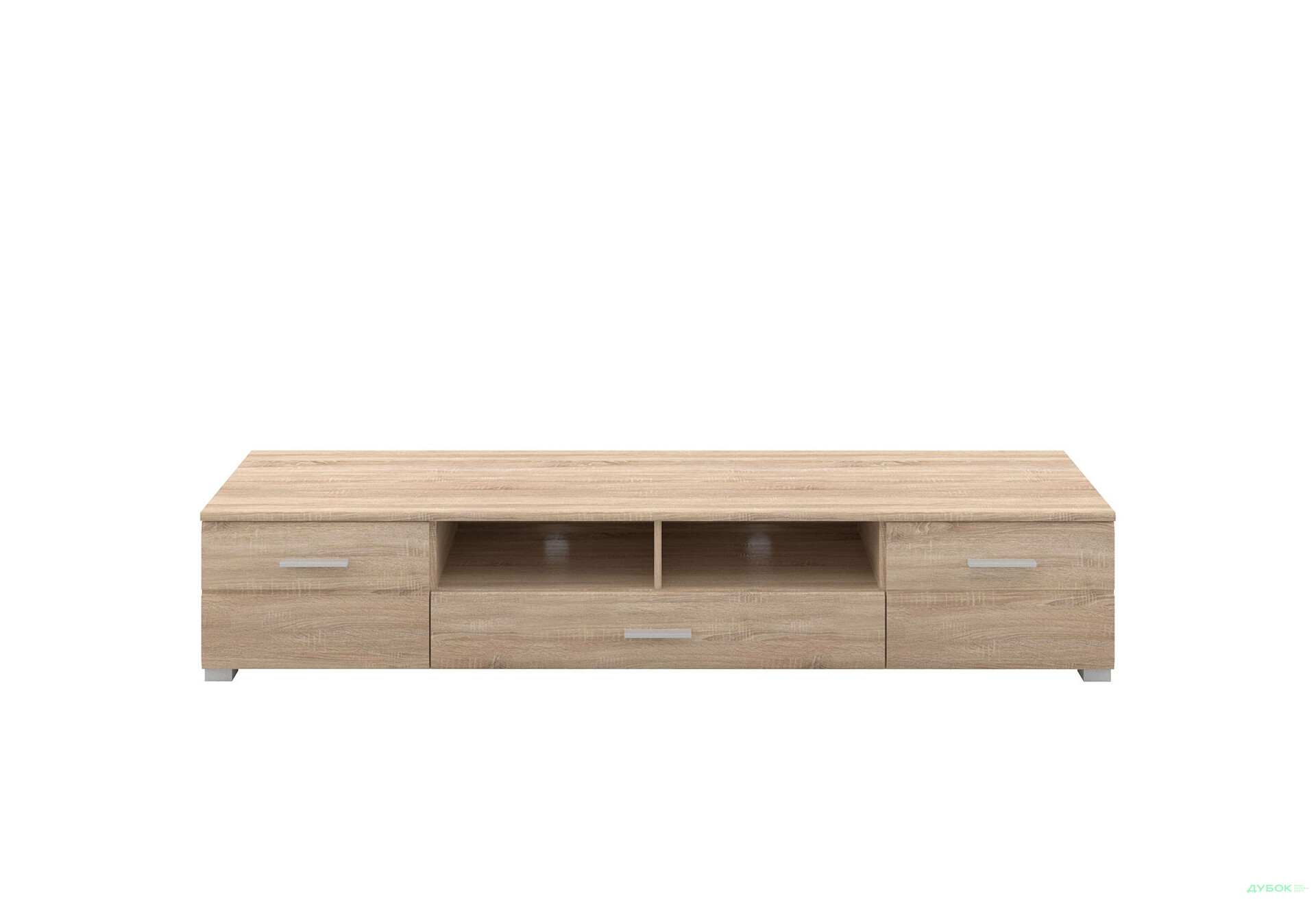 Тумба під ТВ Гербор Вушер з 2 дверками, шухлядою та полицями 200 см дуб сонома / чорний лак - Зображення 1 Зображення 1 - Тумба під ТВ Гербор Вушер з 2 дверками, шухлядою та полицями 200 см дуб сонома / чорний лак
