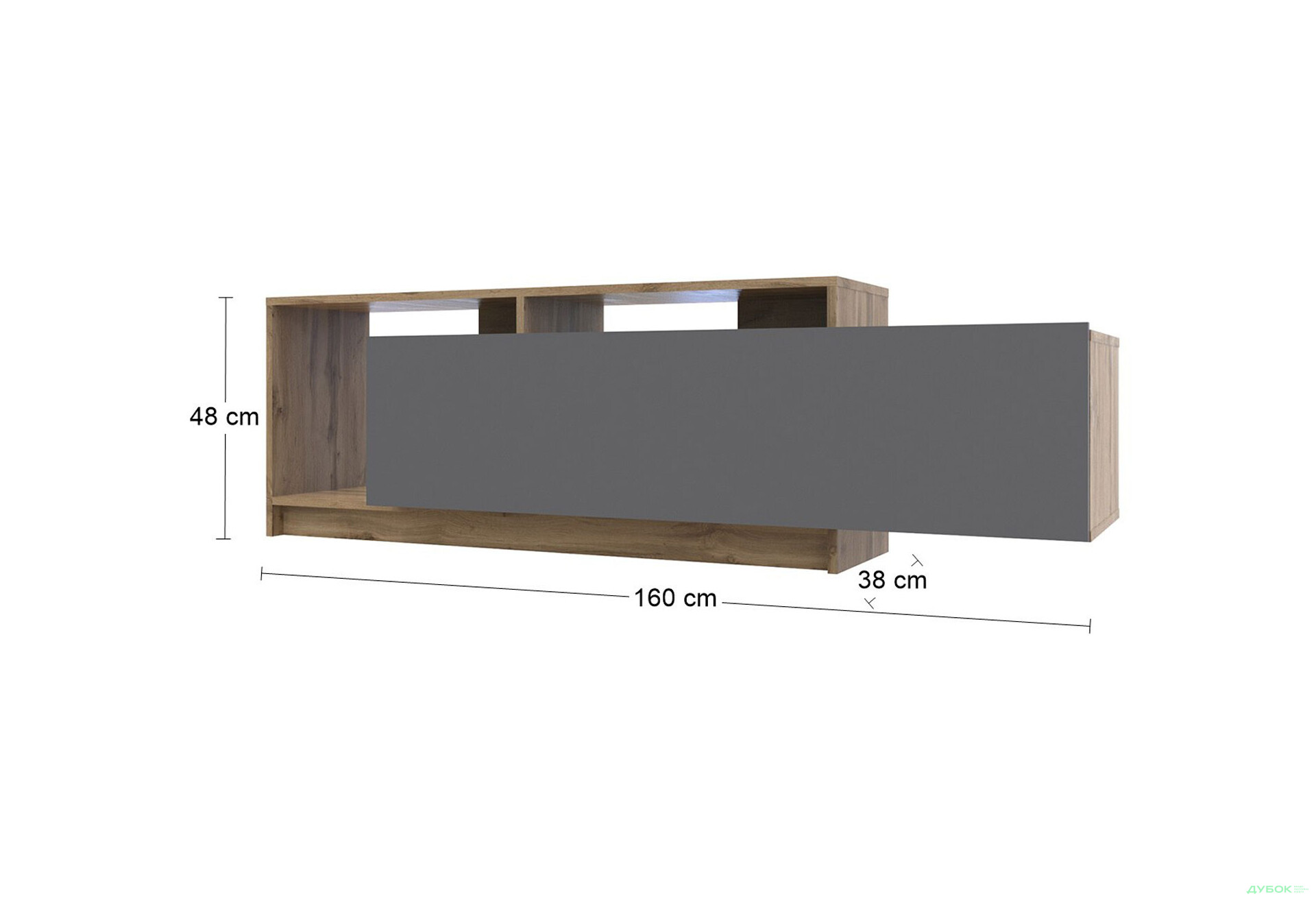 Изображение 7 - Тумба под ТВ Doros U2 с дверкой и полками 160 см, Тахо / Графит