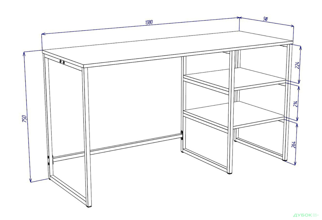 Изображение 3 - Стол письменный Knap Knap Frigate Loft / Фрегат Лофт 138х51 см с полками, Дуб крафт золотой