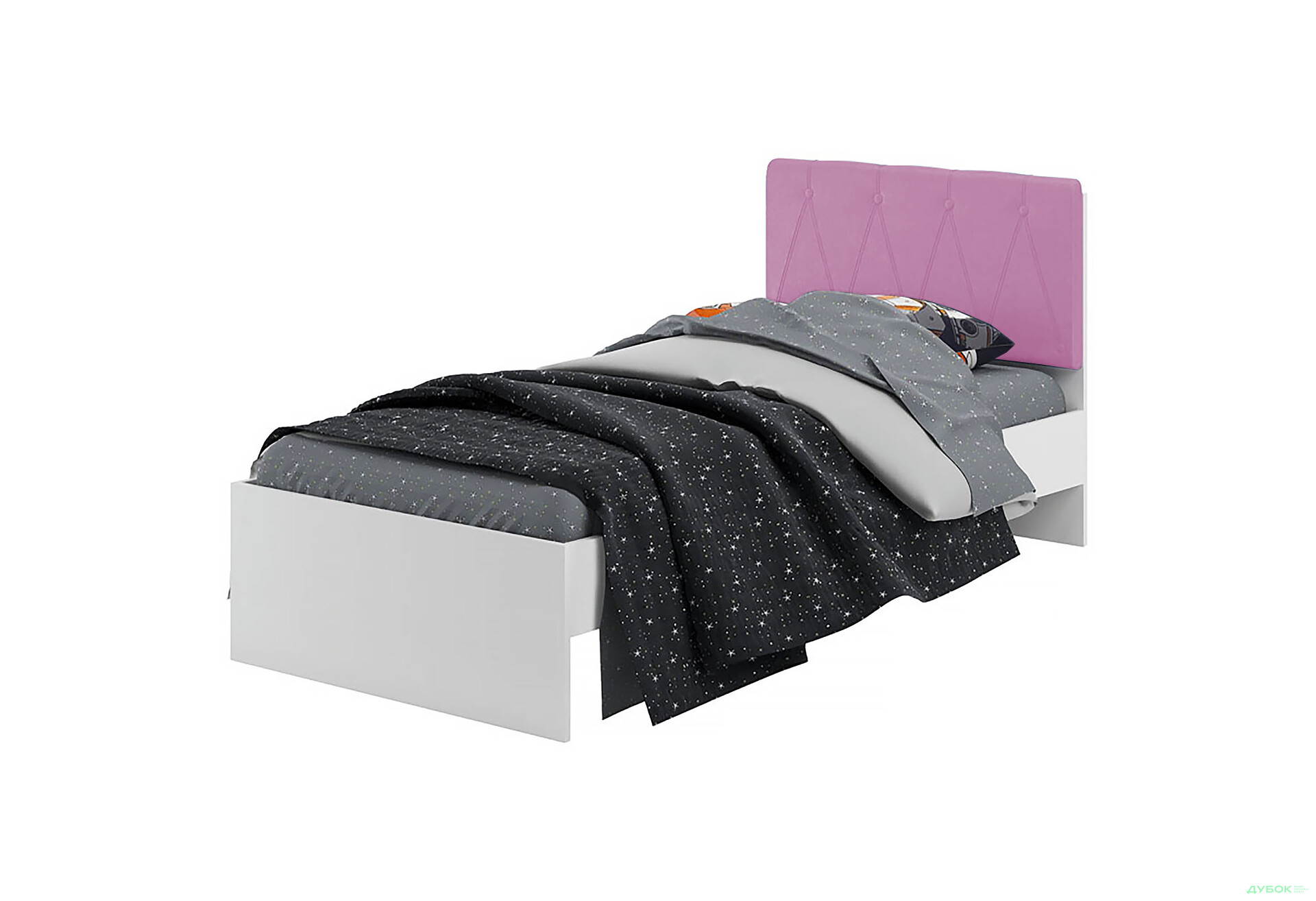 Зображення 1 - Ліжко Світ Меблів Твіст 90х200 см (без вкладу), біле білий Тканина Рожева