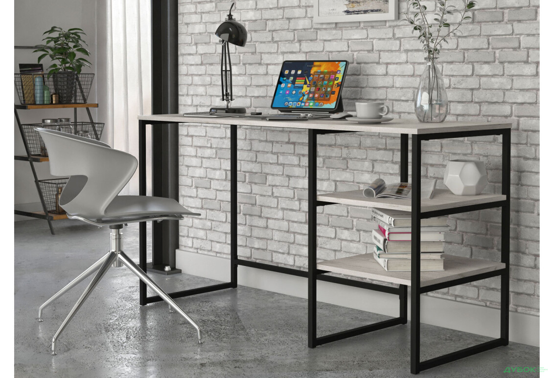 Зображення 2 - Стіл письмовий Knap Knap Frigate Loft / Фрегат Лофт 138х51 см з полицями, Дуб крафт білий