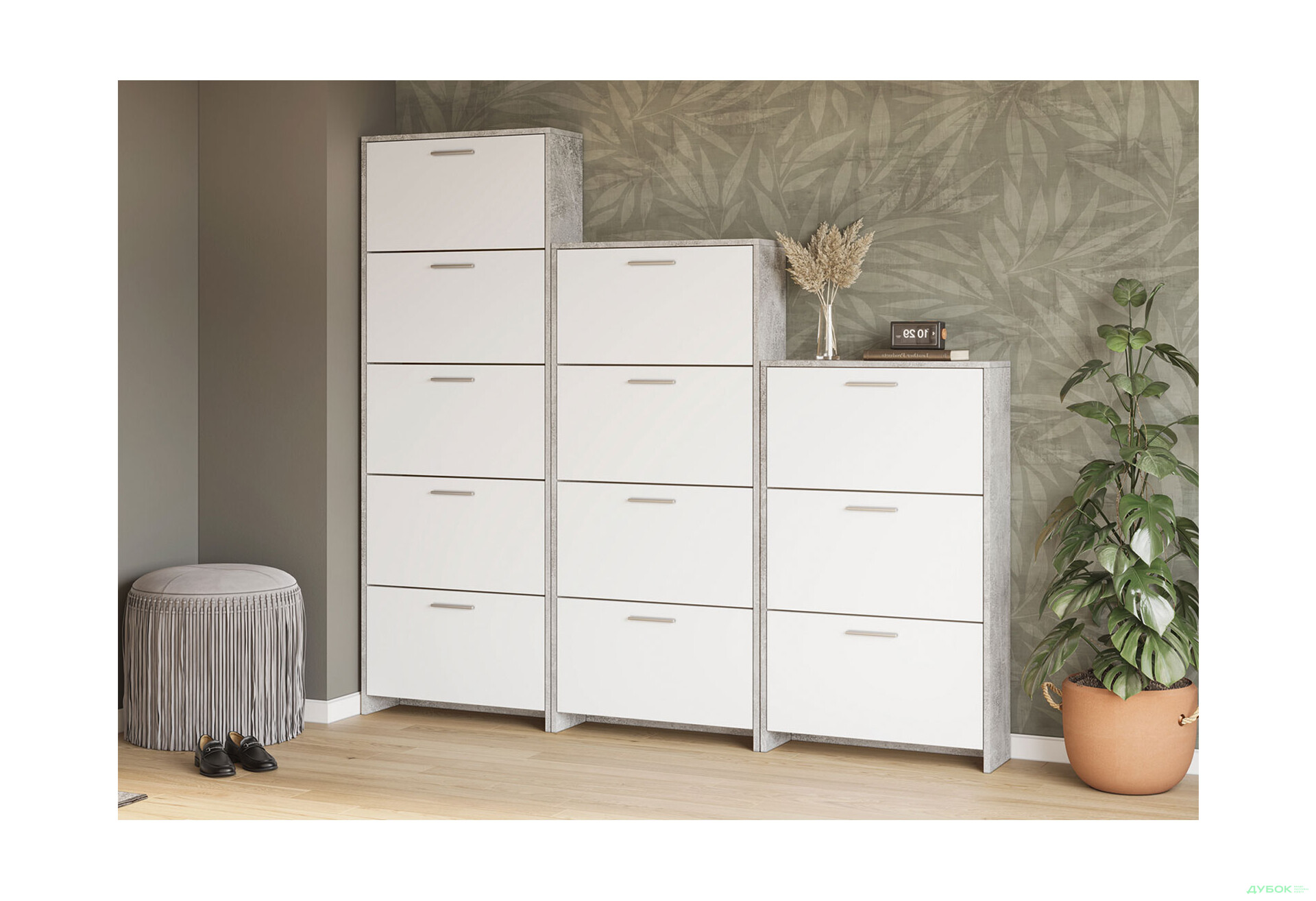 Изображение 2 - Тумба под обувь Svit Mebliv Рене с 3 дверками 69 см Цвет корпуса: ателье светлое, нимфеа альба