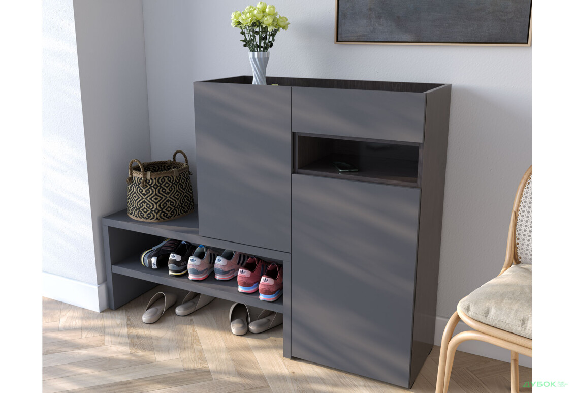 Изображение 2 - Тумба для обуви Moreli RS-4 с дверцами, полками и ящиком 85 см венге магия / антрацит