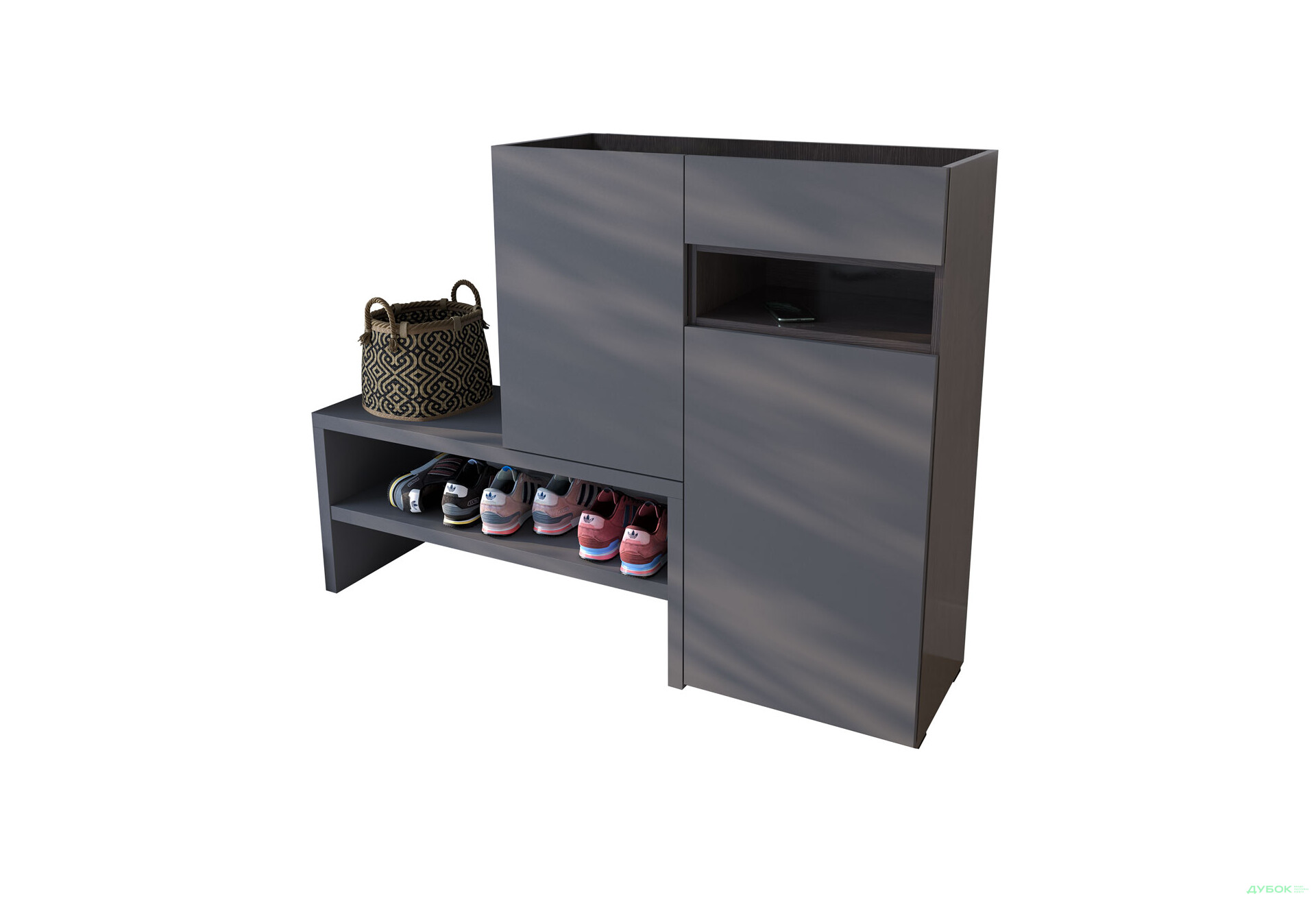 Изображение 1 - Тумба для обуви Moreli RS-4 с дверцами, полками и ящиком 85 см венге магия / антрацит