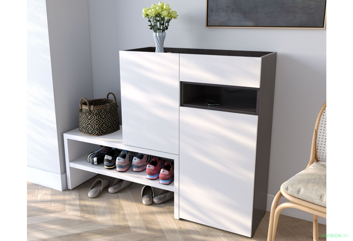 Изображение 2 - Тумба для обуви Moreli RS-4 с дверцами, полками и ящиком 85 см венге магия / белый