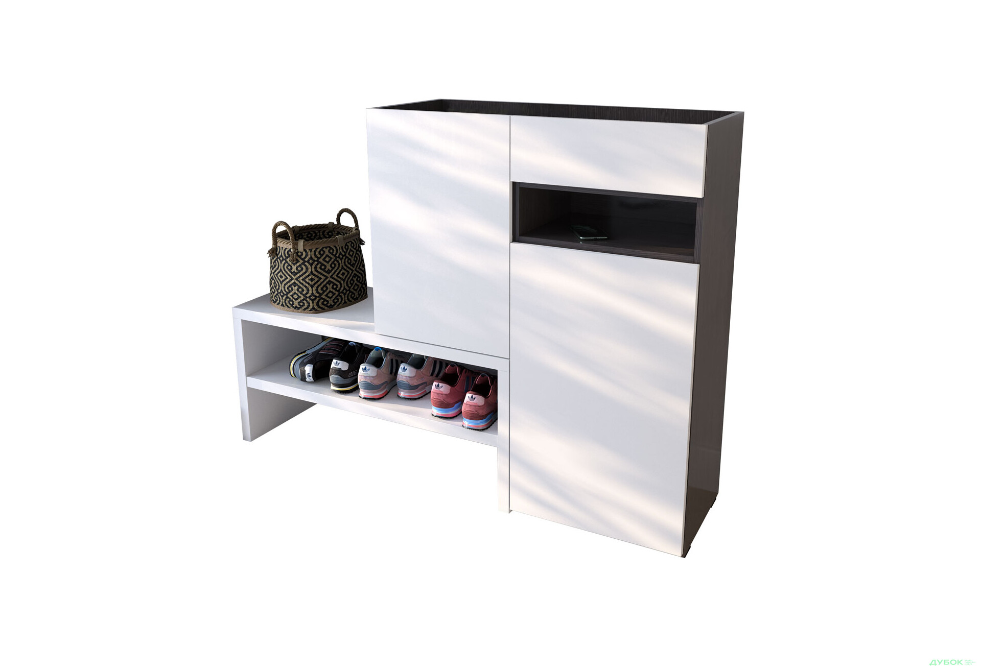 Изображение 1 - Тумба для обуви Moreli RS-4 с дверцами, полками и ящиком 85 см венге магия / белый