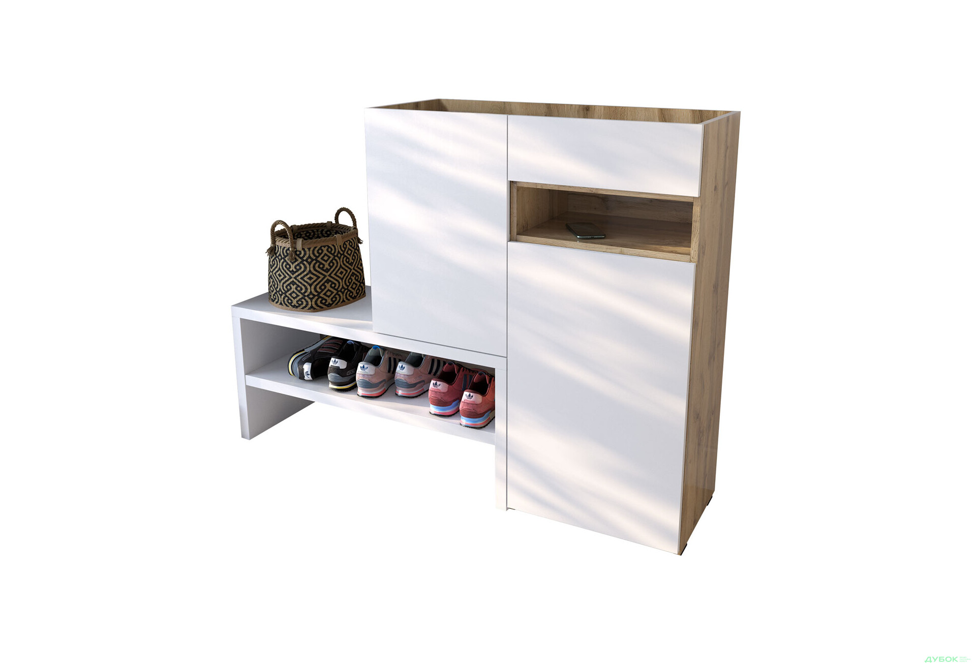 Изображение 1 - Тумба для обуви Moreli RS-4 с дверцами, полками и ящиком 85 см дуб аппалачи / белый