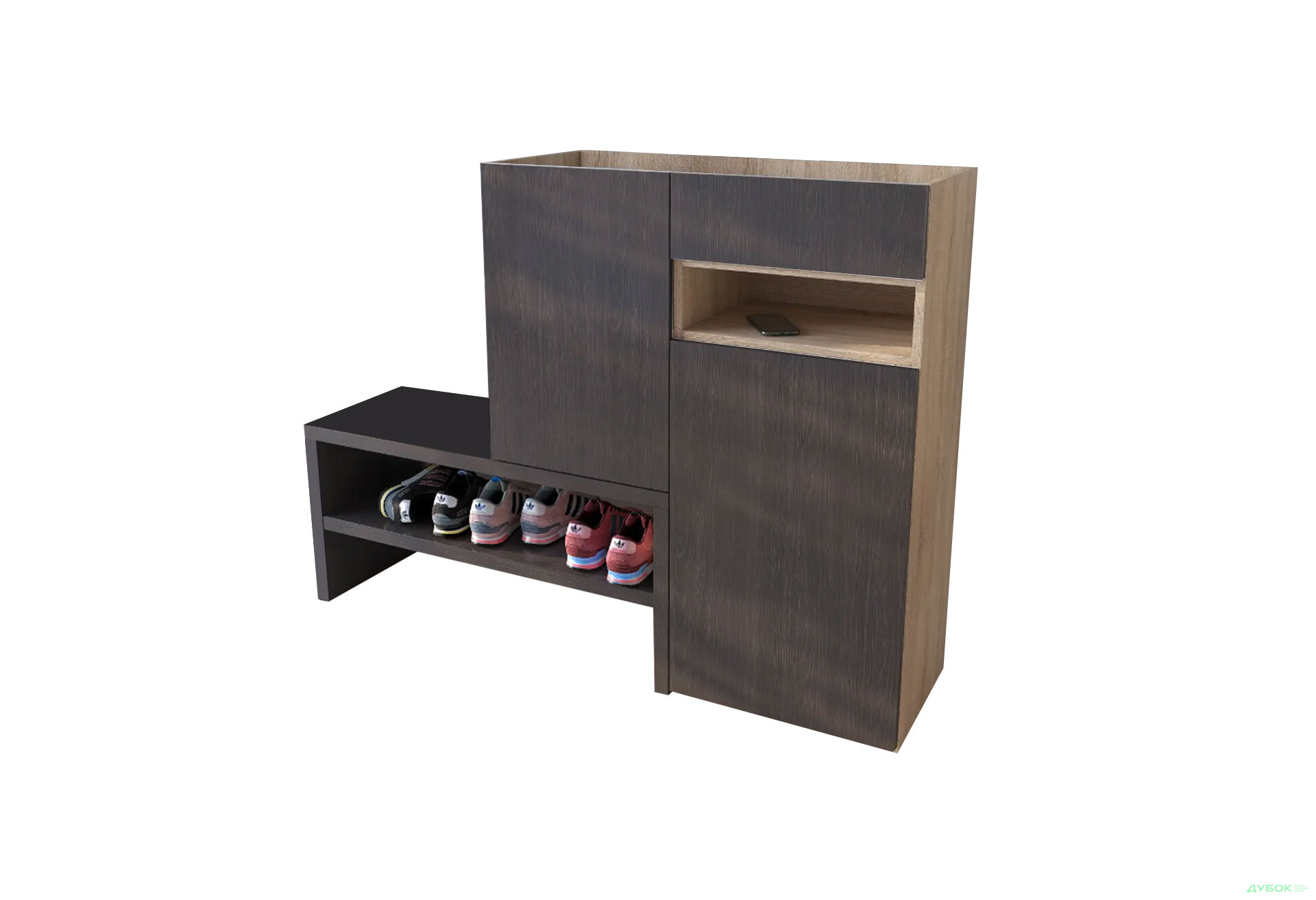 Изображение 1 - Тумба для обуви Moreli RS-4 с дверцами, полками и ящиком 85 см дуб сонома / венге магия