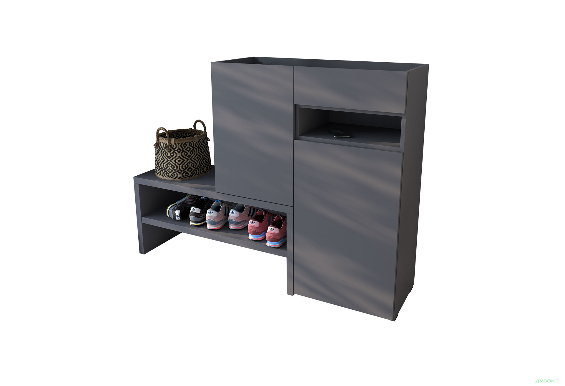 Изображение 1 - Тумба для обуви Moreli RS-4 с дверцами, полками и ящиком 85 см антрацит