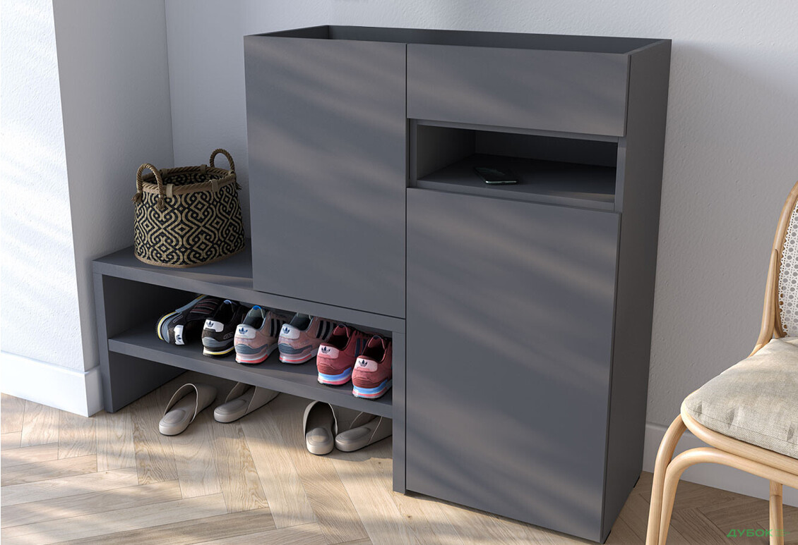Изображение 2 - Тумба для обуви Moreli RS-4 с дверцами, полками и ящиком 85 см антрацит