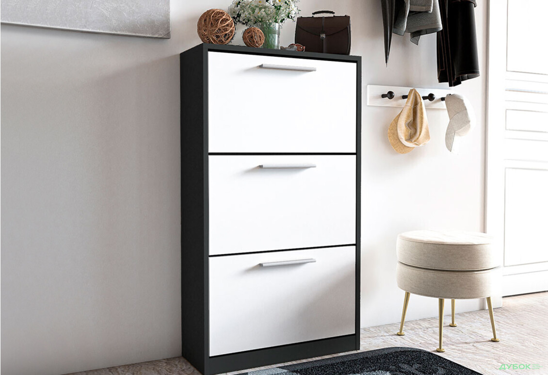 Тумба для взуття Moreli ST0021 59 см антрацит / білий - Зображення 2 Зображення 2 - Тумба для взуття Moreli ST0021 59 см антрацит / білий