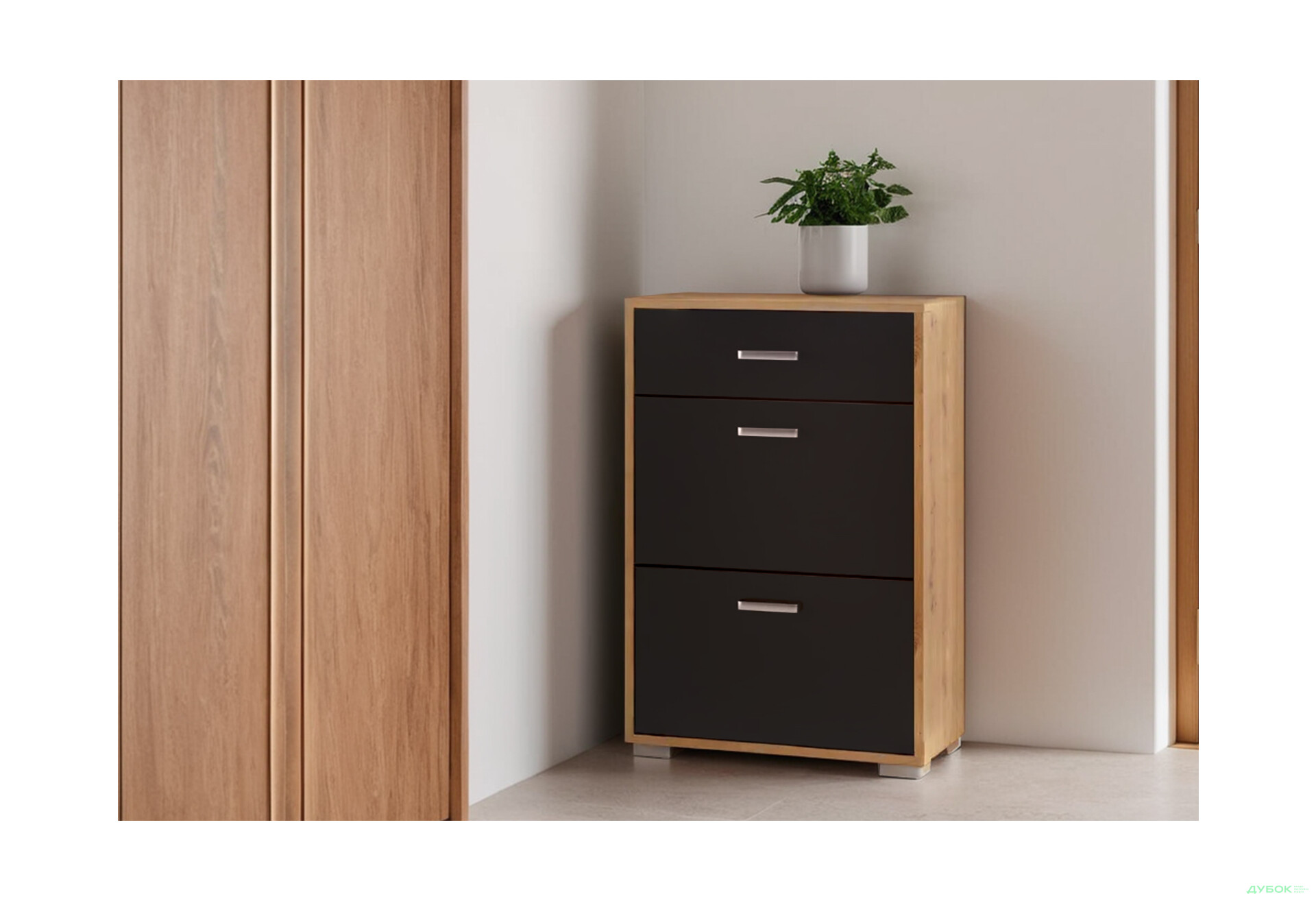 Изображение 2 - Тумба под обувь Svit Mebliv с 2 отделениями и ящиком 60 см Дуб артизан / Антрацит